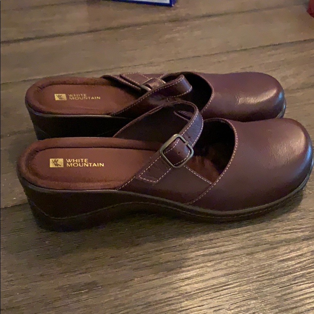 White Mountain.  Brown. Slip-on clog type. Size 10